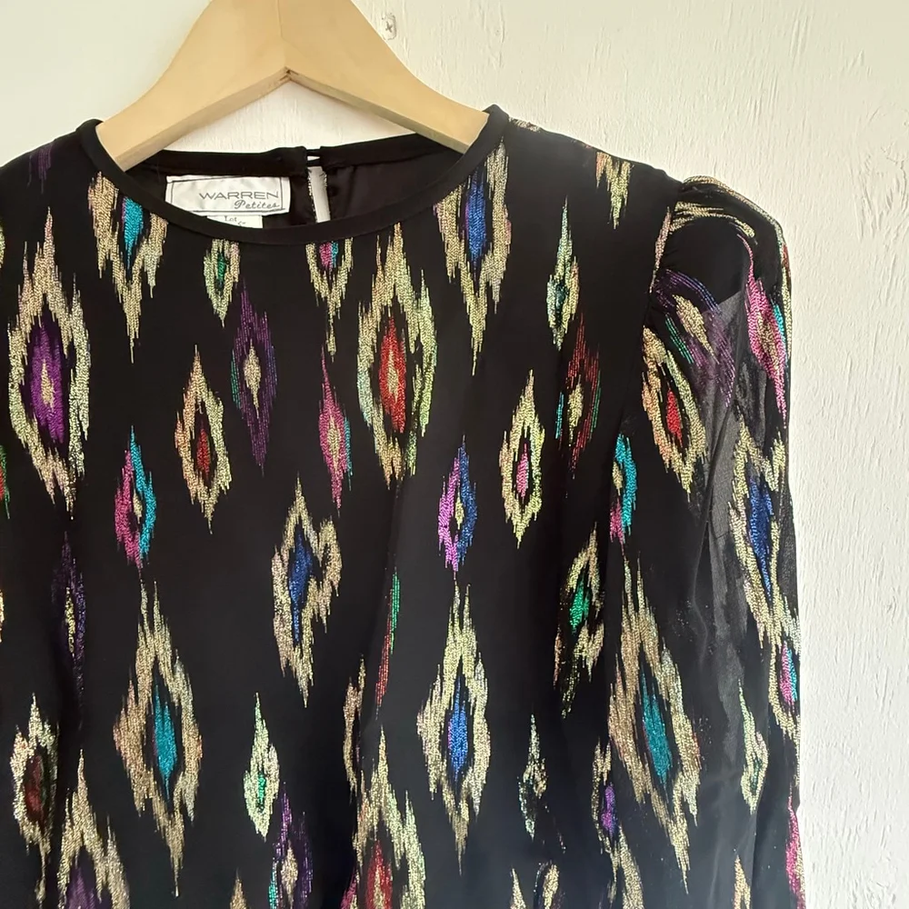 Vintage Glitter Blouse | Sparkly Party Top | Size Small Petite - Picture 1 of 11